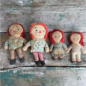 Vintage Raggedy Ann dolls primitive decor